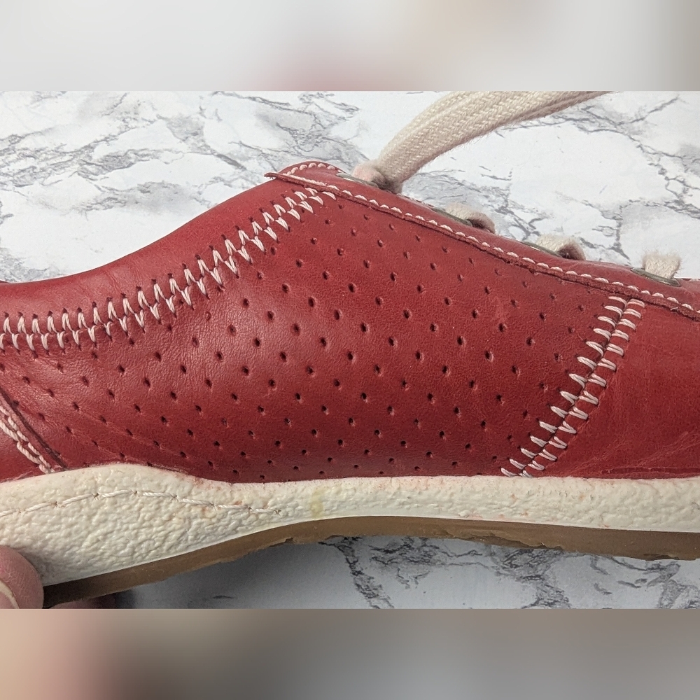Josef Seibel Size 38 (Size 7-7.5) Red Leather Sneakers - Picture 6 of 11